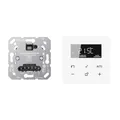 Produktbild: JUNG Home Raumthermostat-Set mit 1790RTR Raumtemperaturregler-Einsatz mit Fühleranschluss + BTCD1791WW Raumthermostat-Display Glas Alpinweiß Serie CD