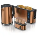 Produktbild: Arendo Frühstücksset, Wasserkocher 1,5l, 2-Scheiben Toaster Langschlitz, 3er Eierkocher, Kupfer