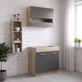 Produktbild: Homestyle4u 2324, Küche Küchenzeile Küchenblock Eiche Holz Grau Einbauküche Single Küchen Schränke 80 cm