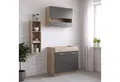 Produktbild: Homestyle4u Küchenzeile 80 cm ohne Geräte, Singleküche, matt Grau Eiche, Glas-Oberschränke, (Oberschränke, Unterschränke), Küchenblock mit Oberschränken und Unterschränken, Einbauküche