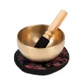 Produktbild: Bodhi Tibetische Klangschale Ø 11 cm | Handgefertigtes Klangschalen Set inkl. Kissen & Klöppel | Singing Bowl aus Indien | Ideal als spirituelles Geschenk | Meditationszubehör aus Bronze