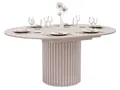 Produktbild: yourhouse24 Esstisch LINNEA Ø120-160cm Ausziehbar Säule Lamellen (Einzeltisch, 1-St., 1x Esstisch), Säule in Lamellen-Optik, Kaschmir & Schwarz