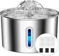 Produktbild: Edelstahl Katzenbrunnen 2,2L leise Trinkbrunnen mit Filter & LED Licht