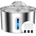 Produktbild: Katzenbrunnen Edelstahl, 2,2L, leise, Filter, LED, Wasserfall, Reinigung, Hau...
