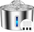 Produktbild: Katzenbrunnen Edelstahl 2,2L Trinkbrunnen mit Filtersystem & LED-Licht