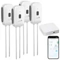 Produktbild: Royal Gardineer Bodenfeuchtigkeitssensor: 4er-Set Boden-Feuchtigkeits-&Temperatur-Sensoren mit WLAN-Gateway, App (Bodentemperatur Sensor, Temperatur-Feuchtigkeitstester, Tropfbewässerung)