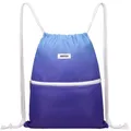 Produktbild: WANDF Rucksack mit Kordelzug Turnbeutel Sportbeutel Gym Bag Mit Aussentasche Verstellbar Tunnelzug Gymsack für Damen Herren Kinder mit Innentasche 11 Liter für Sport und Reisen (A - Blau)