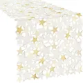 Produktbild: REDBEST Tischläufer Sterne mit Durchbruchstickerei Creme Größe 40x85 cm - mit Metallgarn, pflegeleicht und beständig