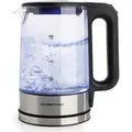 Produktbild: GOURMETmaxx Glas-Wasserkocher LED 1,7l 2200W Edelstahl/schwarz kabellos - Schwarz