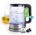 Produktbild: GourmetMAXX LED Wasserkocher Glas Edelstahl 1,7L kabellos 2200W Antikalk Filter