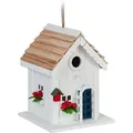 Produktbild: Deko Vogelhaus, Landhausstil, Holz, zum Aufhängen, h x b x t: 23,5 x 18 x 18 cm, Vogelvilla für Garten, weiß - Relaxdays