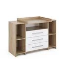 Produktbild: Vicco Wickelkommode, Weiß, Sonoma Eiche, Holzwerkstoff, 8 Fächer, 3 Schubladen, Rechteckig, 143x100x70 cm, Babymöbel, Wickelkommoden & Zubehör, Wickelkommoden