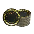Produktbild: CEILIWEN Goldene Pappteller - Schwarze und Goldene Partyteller, 100er Pack, 7''/18cm Schwarze Partyteller Mit Folienpunkten, Partydekoration