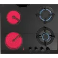Produktbild: Gasline Hybrid Kombi Glas Gas Elektro 60cm Kochfeld Erdgas LPG Propan - Schwarz