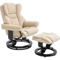Produktbild: Homcom - Relaxsessel Mit Hocker, Drehbarer Fernsehsessel, Tv-sessel Mit Liegefunktion, Ruhesessel, Liegesessel Für Wohnzimmer, Schlafzimmer, Kunstleder, Creme