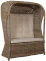 Produktbild: Rattan-Strandkorb 2-Sitzer Beach Rattansessel Flecht-Sessel Dach (Grau Natur)