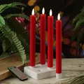 Produktbild: MARELIDA LED Stabkerzen Tafelkerzen mit Ladestation Fernbedienung Timer Echtwachs Dinnerkerzen Tafelkerzen wiederaufladbar 4er Set (rot)