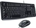 Produktbild: Logitech Desktop MK120 Tastatur und Maus Set Spritzwassergeschützt Kippfüße USB Schwarz (920-002540)