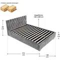 Produktbild: Juskys Polsterbett Nizza 140x200 cm - Lattenrost, Stauraum & LEDs - Samtbezug mit Steppung - Grau