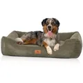 Produktbild: Knuffelwuff Hundebett aus Cord mit Handwebcharakter Olivia M-L 85 x 63cm Khaki