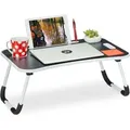 Produktbild: Relaxdays - Laptoptisch Für Bett & Couch, H X B X T: 26 X 63 X 40 Cm, Klappbarer Betttisch, Notebooktisch, Schwarz/weiß