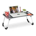 Produktbild: Relaxdays Laptoptisch für Bett & Couch, H x B x T: 26 x 63 x 40 cm, klappbarer Betttisch, Notebooktisch, schwarz/weiß