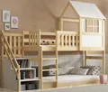 Produktbild: Interbeds Hochbett mit Rutsche und Treppen Etagenbett Stockbett Holzbett Kinderbett mit Lattenrost Spielbett