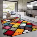 Produktbild: Paco Home Teppich Wohnzimmer Kinderzimmer Kurzflor Moderne 3D Optik Kariert Geometrische Muster, Grösse:60x110 cm, Farbe:Bunt 4
