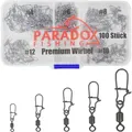 Produktbild: Paradox Fishing Duo Lock Angel Wirbel Set I enthält Größen #4-#12 100 Stück I Wirbel Angeln Wirbel Angel-Zubehör Set Wirbelsortiment Angelwirbel mit Karabiner Karabinerwirbel Angelzubehör
