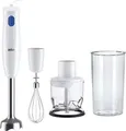Produktbild: Braun MQ10.202M Stabmixer MultiQuick 1 Extra Leichter Pürierstab mit Edelstahl-Mixfuß und EasyTwist System, inkl. Zerkleinerer, Schneebesen und 600 ml Mix- & Messbecher, 450 Watt, Weiß (MQ10.202MWH)