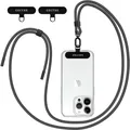 Produktbild: Handy Kette Dunkelgrau, Nylon, Verstellbar, 2 Patches, Für Standard Handyhüllen