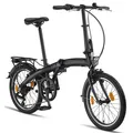 Produktbild: Licorne Bike Phoenix 2D, 20 Zoll Aluminium-Faltrad-Klapprad, Scheibenbremse, Discbremse, V-Bremse Faltfahrrad-Herren-Damen, 7 Gang Kettenschaltung - Folding City Bike, Alu-Rahmen, StVZO, Vorderlampe, Hinterlampe Farbe:Schwarz;Stil:V-Bremse