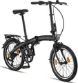 Produktbild: Licorne Bike Phoenix 2D, 20 Zoll Aluminium-Faltrad-Klapprad, Scheibenbremse, Discbremse, V-Bremse Faltfahrrad-Herren-Damen, 7 Gang Kettenschaltung - Folding City Bike, Alu-Rahmen, StVZO, Vorderlampe, Hinterlampe