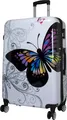 Produktbild: Hartschalen Reise Koffer Trolley mit Dehnfalte Motiv Butterfly - Gr. XL