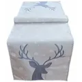 Produktbild: texpot Tischdecke Tischläufer Stickerei Hirsch Winter Weihnachten Dekoration (1-tlg) grau rechteckig | 40 cm x 140 cm