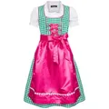 Produktbild: Ramona Lippert Dirndl Mia kariert grün pink Kinderdirndl für Mädchen mit Bluse 122/128