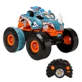 Produktbild: Hot Wheels Monster Trucks HW Transformierbarer Rhinomite RC | Ferngesteuertes 1:12 Spielzeug als Launcher und mit Rennstrecken-Verbindung, inkl. 1:64 Race Ace Trucks, HPK27