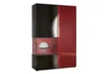 Produktbild: Vladon Standvitrine Morena (Standvitrine, mit 2 Türen dahinter ingesamt 7 Fächer) Schwarz matt/Schwarz Hochglanz/Bordeaux Hochglanz (92 x 135 x 37 cm)