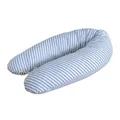 Produktbild: LOOLAY Schwangerschaftskissen - Stillkissen 170 cm - Seitenschläferkissen 100% Baumwolle - mit Abnehmbarem Bezug - Schwanger Kissen für Schlafen (Streifen Grau)