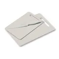 Produktbild: KESPER | Schneidebretter Set inkl. Messer, Material: Kunststoff (PE), Maße Bretter: 29 x 19,5 x 0,5 cm, 24 x 15 x 0,5 cm, Farbe: Hellgrau | 30496