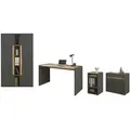 Produktbild: Furn.Design Schreibtischkombination, Grau, Eiche, Kunststoff, Nachbildung,Eiche, Holz Optik, Uni, 11 Fächer, 1 Schubladen, einzeln stellbar,Rechteckig,Rechteckig, Wange, 263x200x140 cm, FSC 100%, Arbeitszimmer, Schreibtische, Schreibtischkombination