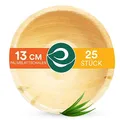 Produktbild: ECO SOUL 100% kompostierbare kleine 13cm, 240ml-Palmblattschalen [25 Stück] Einweg Bambusstil chalen I Strapazierfähige, umweltfreundliche, robuste Schüssel I Biologisch abbaubare Öko-Schalen