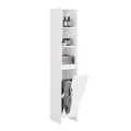 Produktbild: SoBuy Badezimmerschrank Hoch mit Wäschekorb & verstellbaren Regalböden Hochschrank Schmal aus MDF, Offene Ablagen Weiß Badschrank für kleines Badezimmer 30x170x30cm BZR158-W