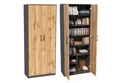 Produktbild: Home Collective Mehrzweckschrank mit 8 Fächern Besenschrank Haushaltsschrank (74 cm breit aus Laminatplatte und hochwertigen Polymergriffen) in mattem Finish mit 6 Einlegeböden und 2 Türen graphit Eiche