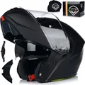 Produktbild: Klapphelm mit Sonnenblende | VITO FURIO | Motorrad Helm Integralhelm | Motorradhelm Klappbar | ECE 22.06 | L (59-60cm)