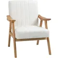 Produktbild: POLSTERSESSEL Wohnzimmersessel mit Armlehnen Kautschukbaumholz Farbe: Creme