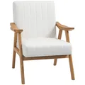Produktbild: Polstersessel Wohnzimmersessel mit Armlehnen Kautschukbaumholz Farbe: Creme