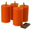 Produktbild: Fachhandel Plus LED Kerzen mit Timer – Stumpenkerzen aus Echtwachs mit 3D Flamme & Fernbedienung – LED Echtwachskerzen in verschiedenen Farben & Größen – Ø 6,5/7,5 cm (Orange, 10 x 6,5 cm)