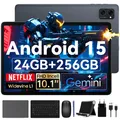 Produktbild: VekfulPC 10 Zoll Set Tablet, 24(8+16)GB RAM+256GB ROM (2TB TF), Android 15/5000mAh/Widevine L1/5G WiFi/Face ID, Grau