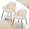 Produktbild: Juskys Rope Gartenstühle 2er Set wetterfest - bis 160 kg belastbar - Sitz- & Rückenkissen aus Polyester - 2 Stühle aus Stahl & Polypropylen für Garten, Terrasse & Balkon - Beige